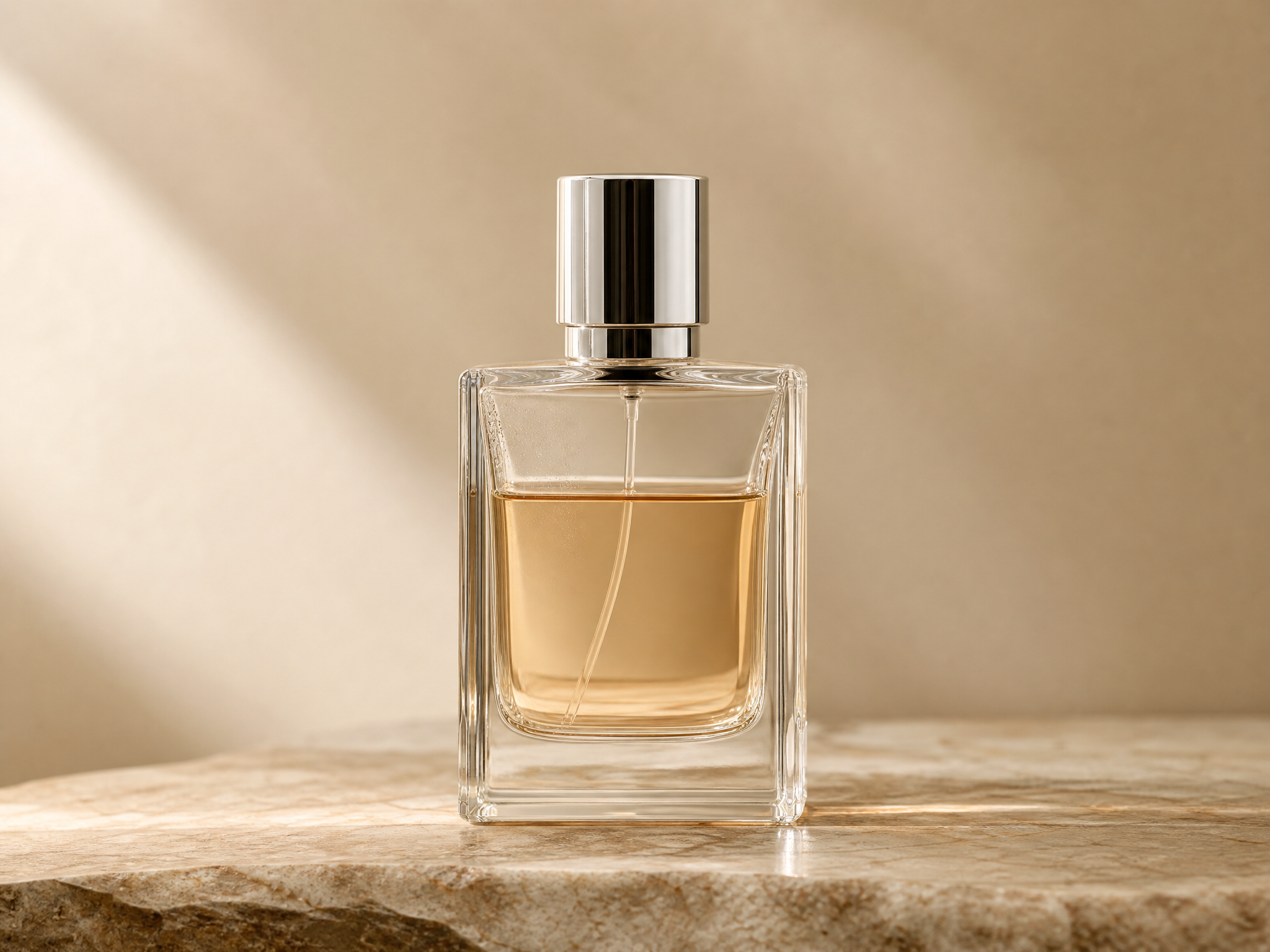 minimal product photo of a perfume bottle