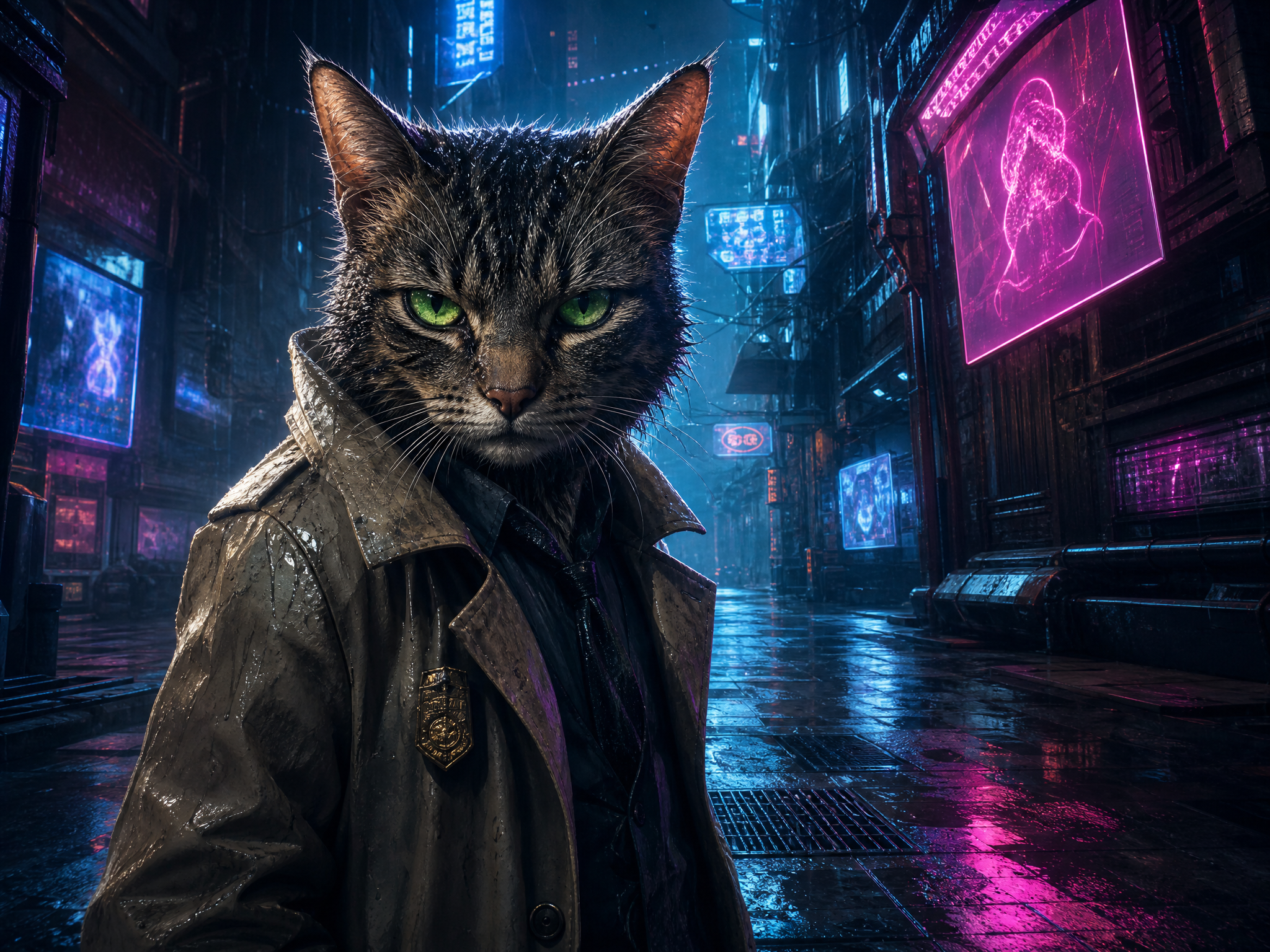 cyberpunk cat detective